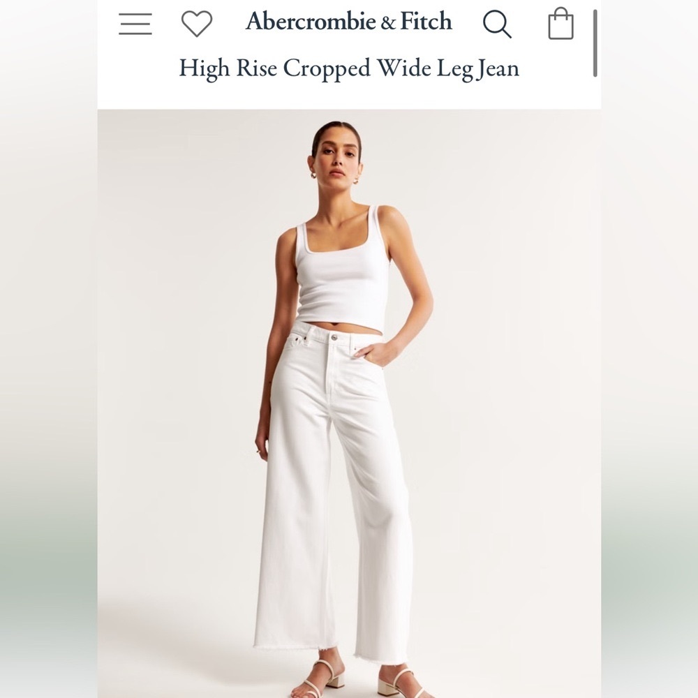 COPY - Abercrombie High Rise Wide Leg Cropped Jean- White